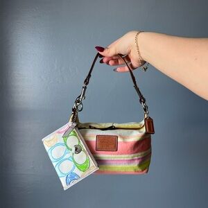 coach multicolor mini handbag & wallet